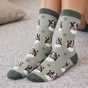 SockDaddy Australian Shepherd Dog Socks Unisex One Size Cotton Novelty Socks NWT